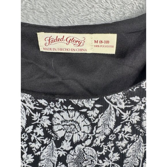 Faded Glory Womens Floral Black & White Sleeveless Chiffon Tank Top M (8-10) - Picture 2 of 12